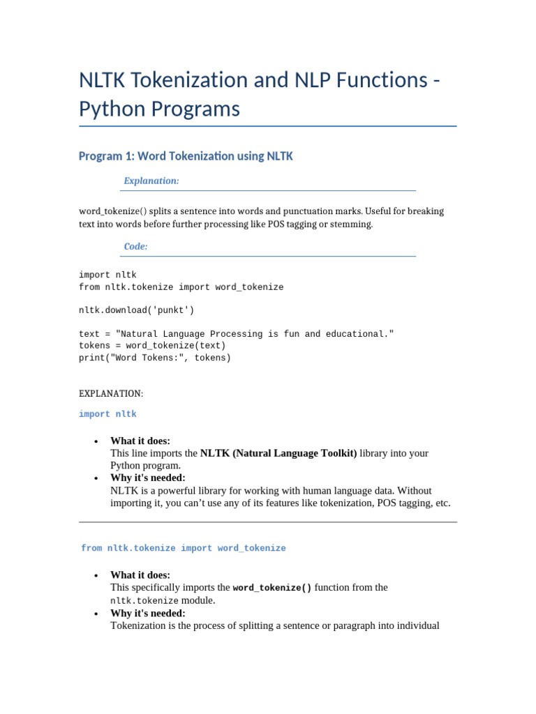NLTK Tokenization and Functions (2) | PDF | Computing | Grammar