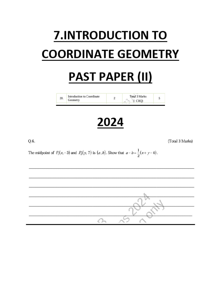 Coordinate Geometry Past Papers 2011-2024 | PDF