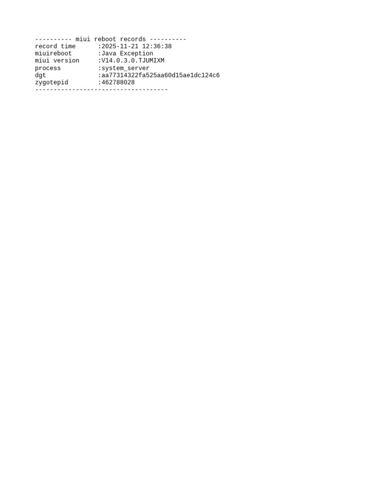 MIUI Reboot Records: Java Exception | PDF