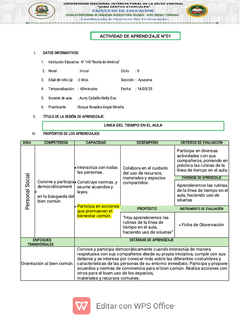 Rutinas de Aula para Niños de 3 Años | PDF | Aprendizaje | Salón de clases