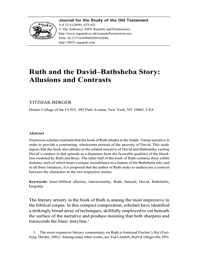 Ruth's Contrast with David-Bathsheba | PDF | Ruth (Biblical Figure) | David