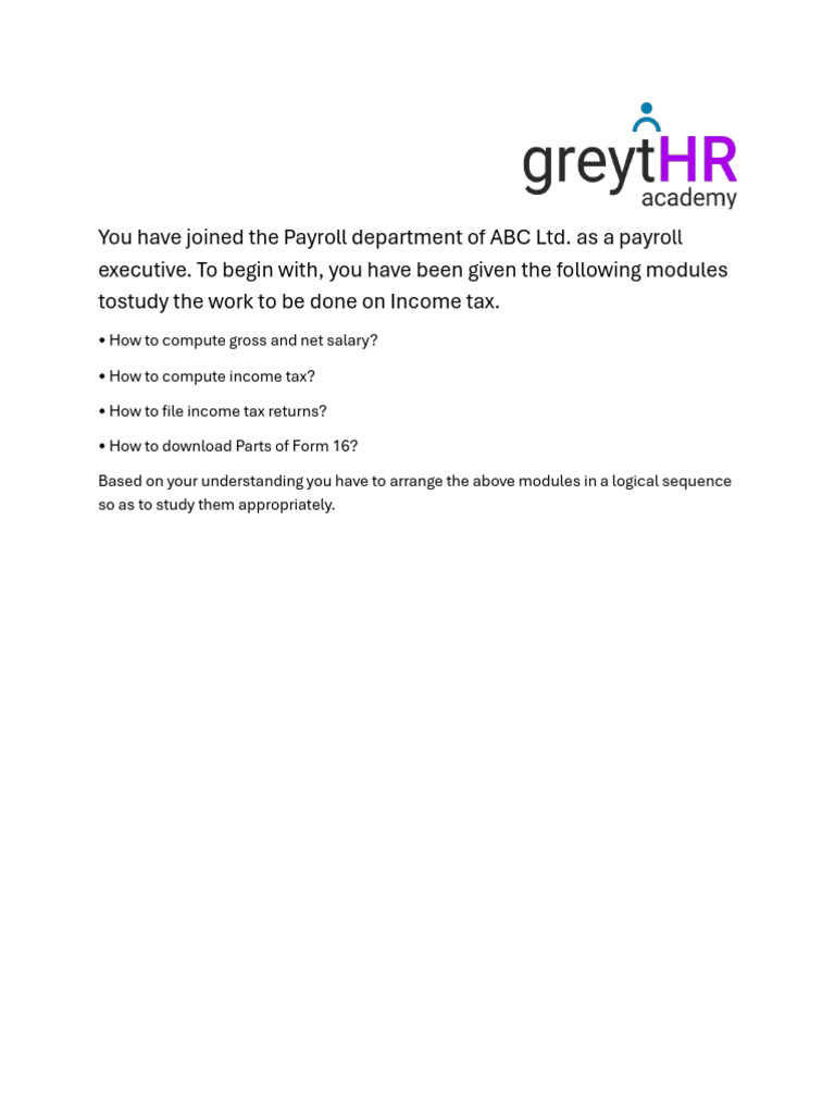 Payroll Training: Income Tax Modules | PDF
