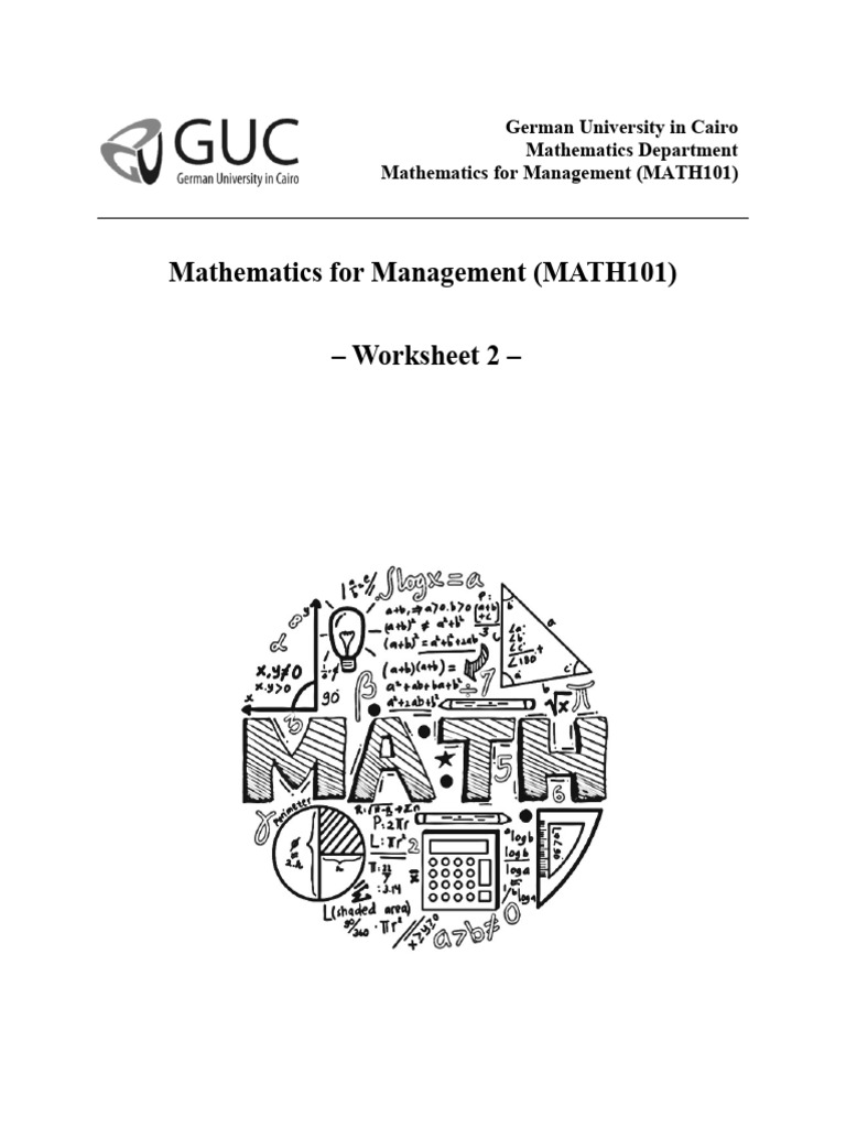 Mathematics for Management MATH101 Worksheet | PDF