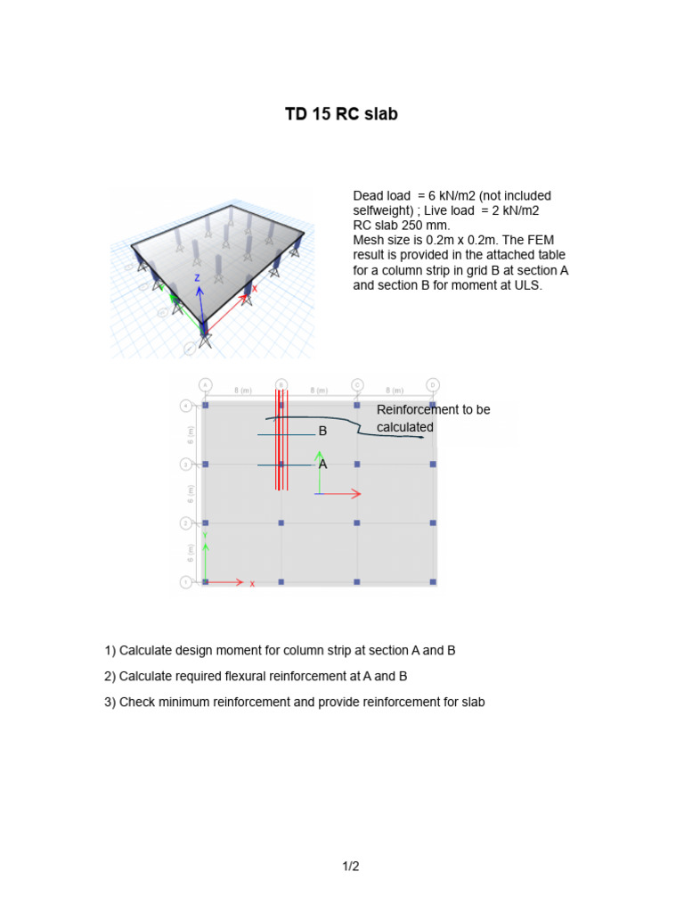 RC Slab Design Moment and Reinforcement | PDF