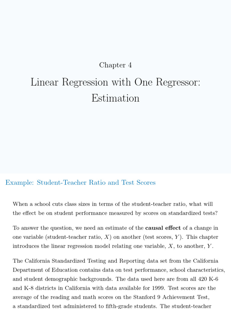 Linear Regression: Estimating Effects on Test Scores | PDF | Linear ...