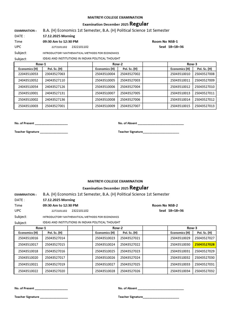 B.A. 1st Semester Exam Schedule 2025 | PDF | Zoology | Mathematics