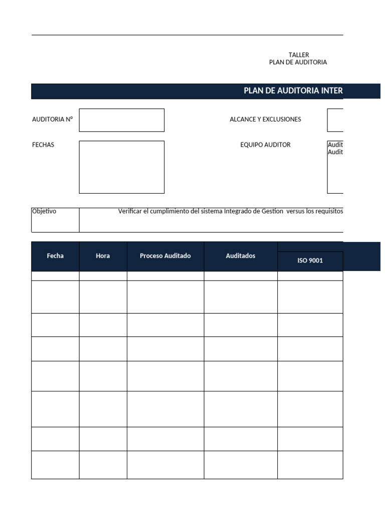 Plan de Auditoría Interna ISO 9001-45001 | PDF | Auditoría | Contabilidad