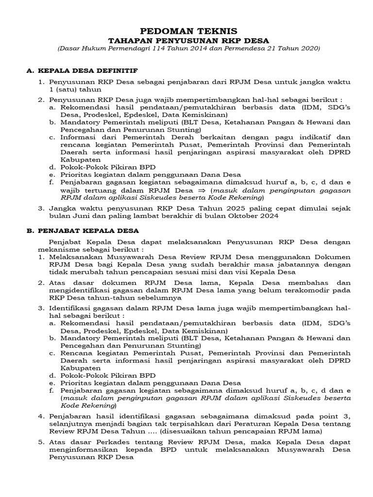 Panduan Penyusunan RKP Desa 2025 | PDF