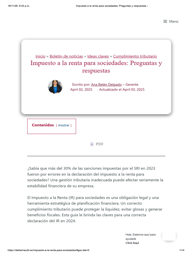 Impuesto a la Renta para Sociedades 2024 | PDF | Impuestos | Impuesto ...