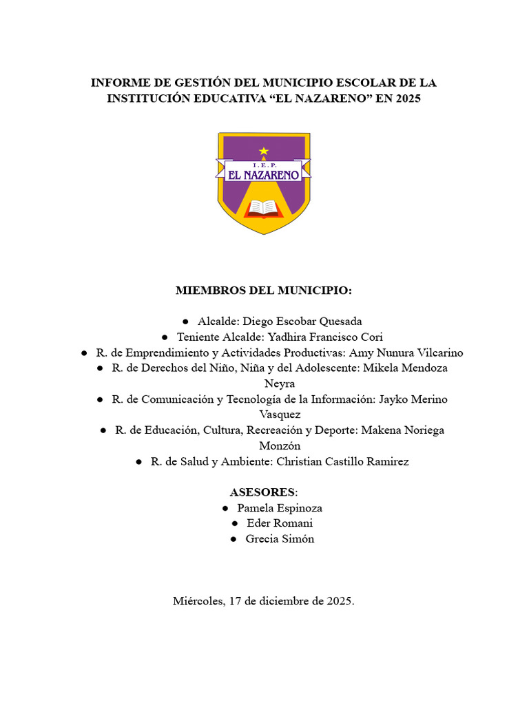 Informe de Gestión Escolar 2025 | PDF | Iniciativa empresarial | Reciclaje