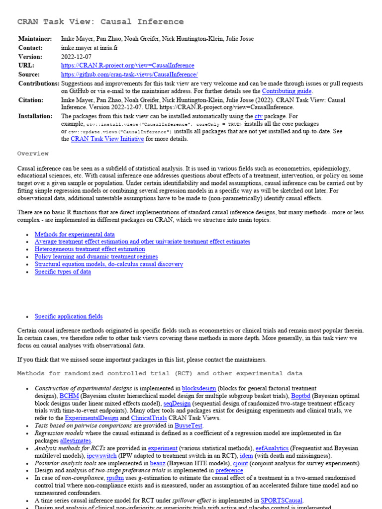 Causal Inference Task View on CRAN | PDF | Regression Analysis ...