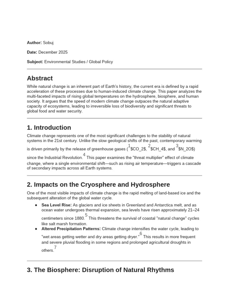 Research Paper - Anthropogenic Climate Change As A Driver of ...