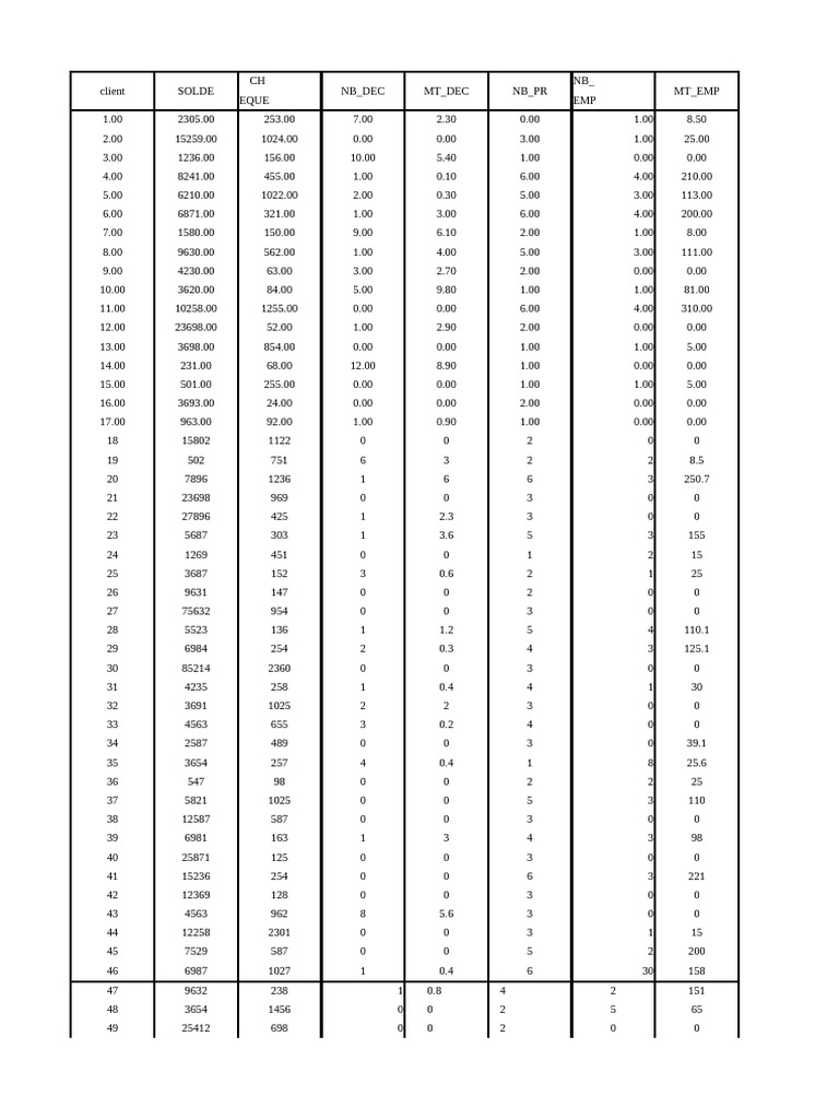Client Financial Data Summary | PDF