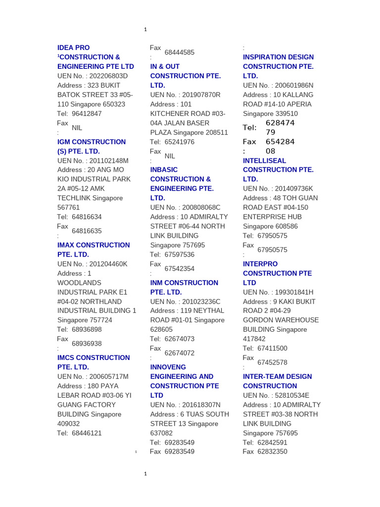 建筑行业雇主联系电话 | PDF