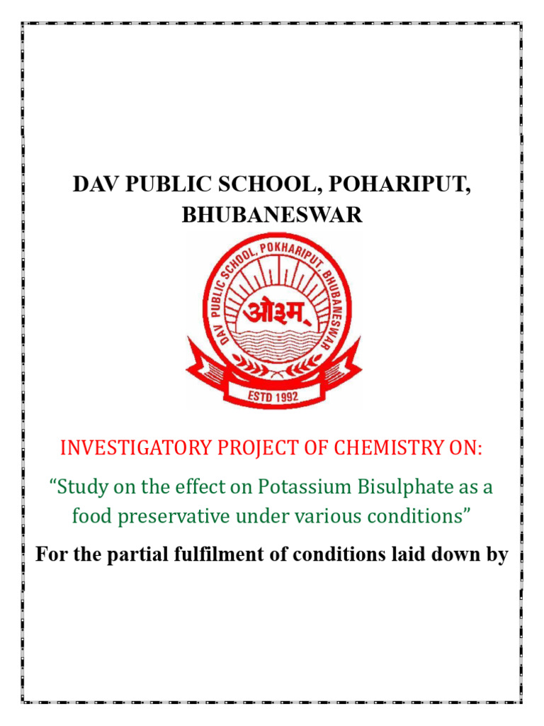 Class 12 Chemistry Project | PDF | Food Preservation | Shelf Life
