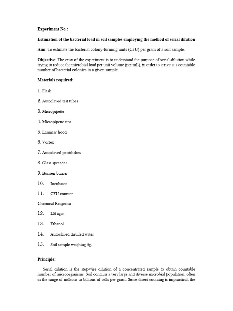 Estimating Soil Bacterial CFU via Dilution | PDF | Colony Forming Unit ...