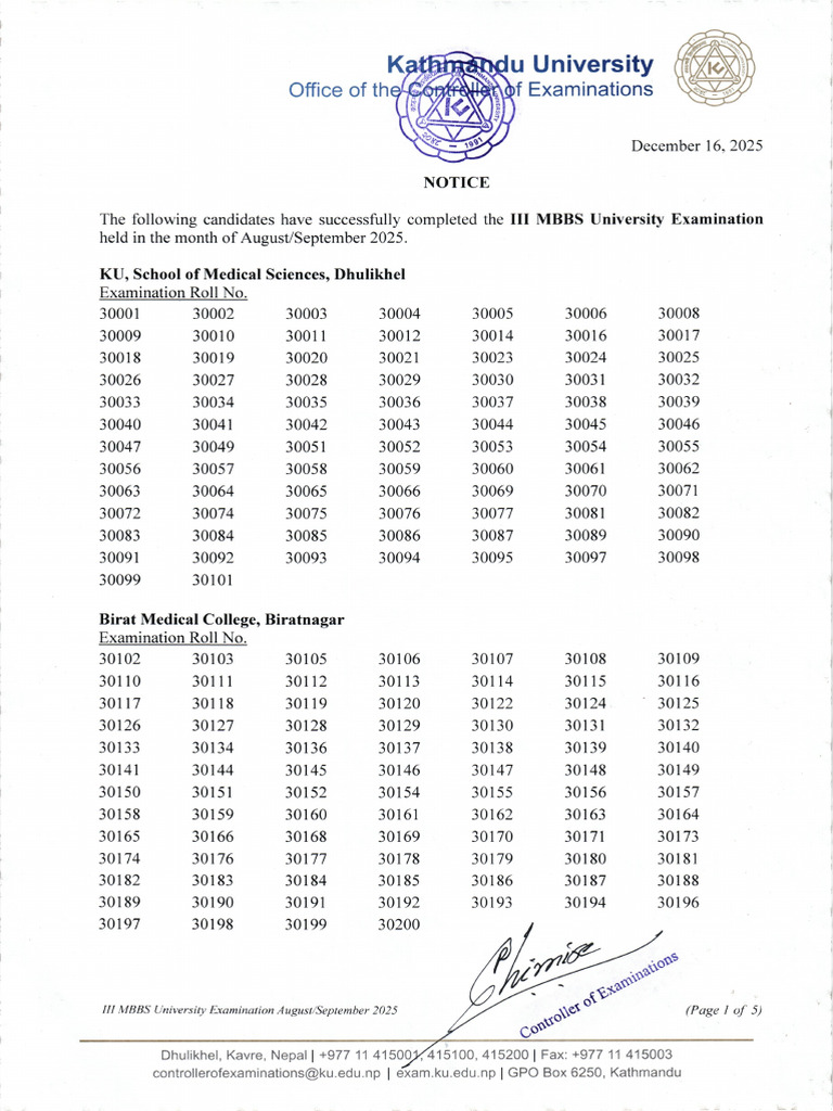 III MBBS Exam Results December 2025 | PDF | Higher Education | Science ...