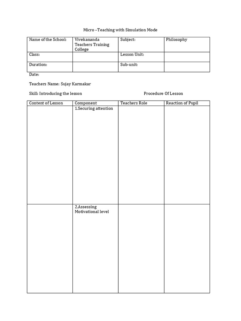 Micro-Teaching Simulation Techniques | PDF