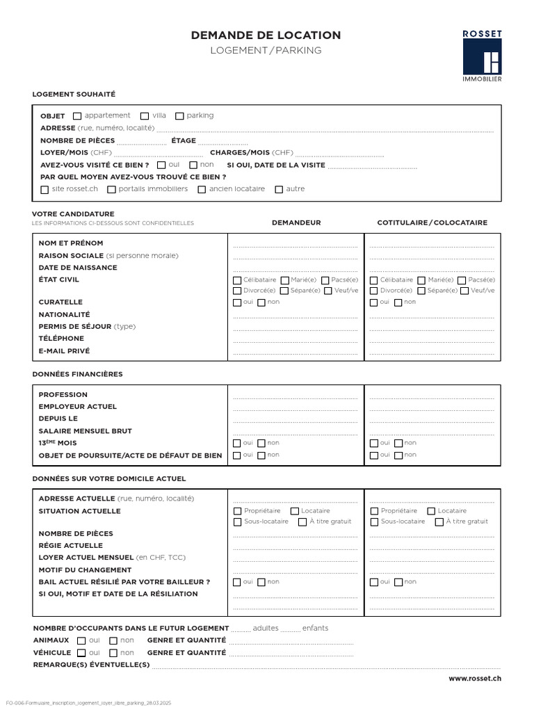 Formulaire de demande de location logement | PDF