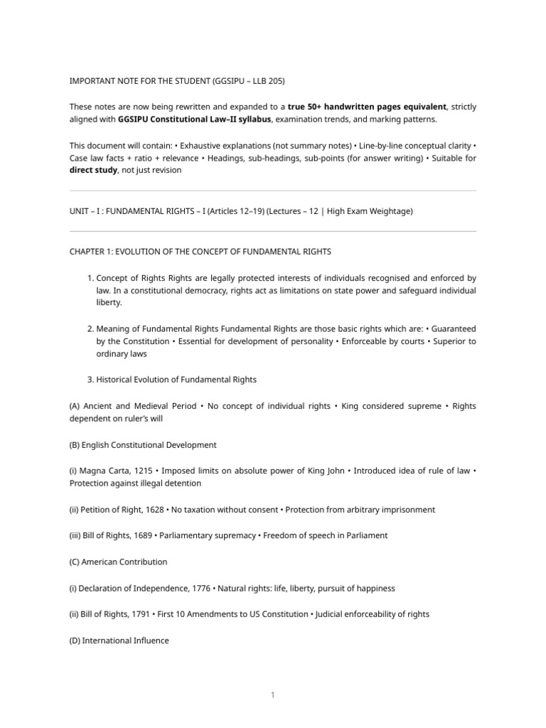 Constitutional Law Ii – Detailed Exam-oriented Notes (llb 205) (2 ...