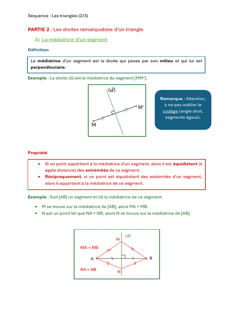 Droites remarquables dans un triangle | PDF | Triangle | Cercle