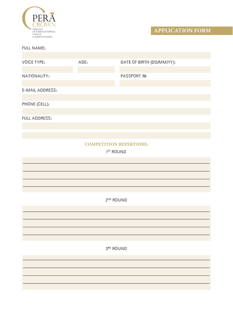 Opera Crown Application Form ENG | PDF