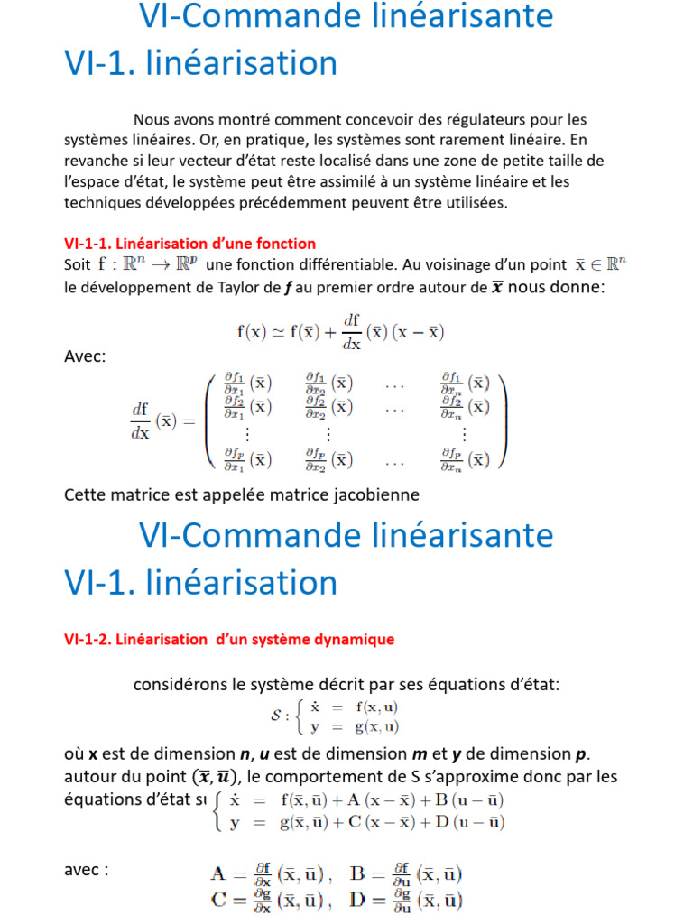 Linéarisation et régulation des systèmes non linéaires | PDF | Matrice ...