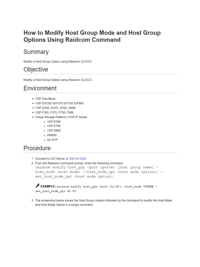 How to Modify Host Group Mode and Host Group Options Using Raidcom ...