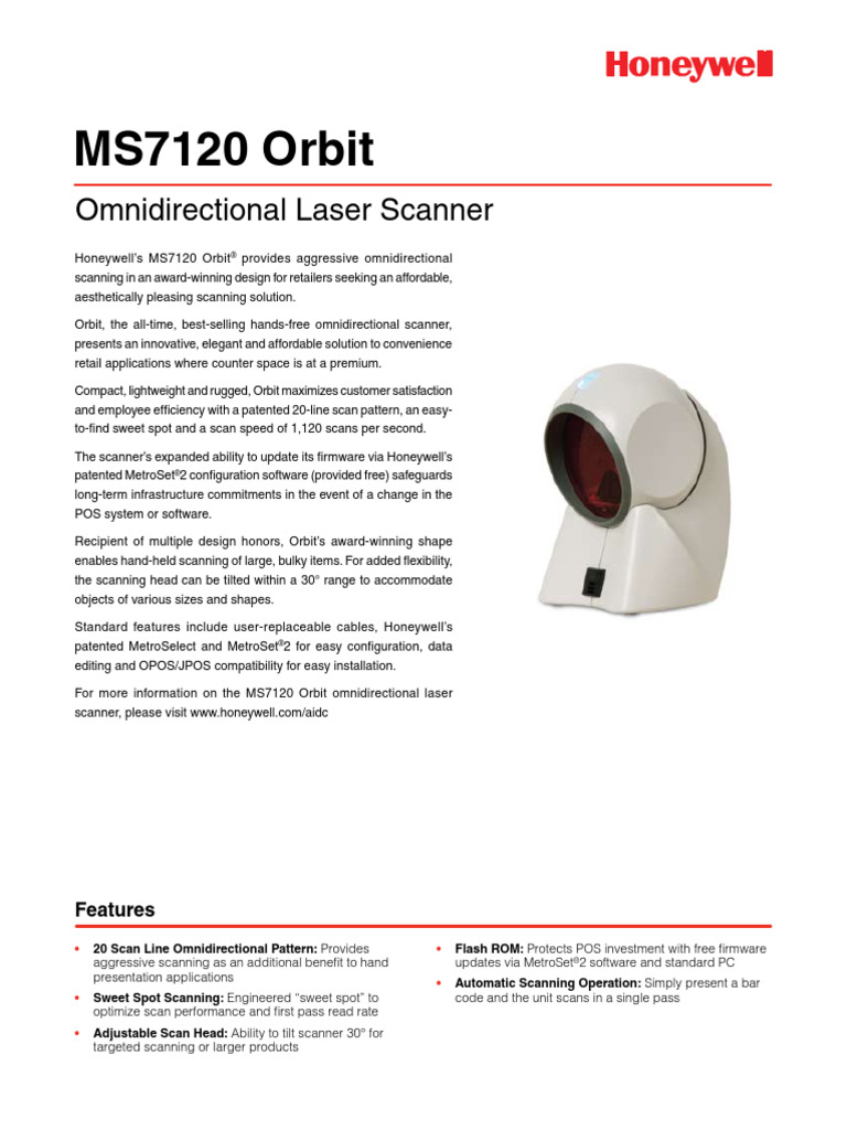Honeywell MS7120 Orbit Scanner Overview | PDF | Image Scanner | Point ...