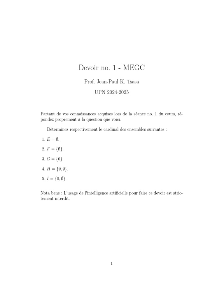 Cardinal des Ensembles en Mathématiques | PDF