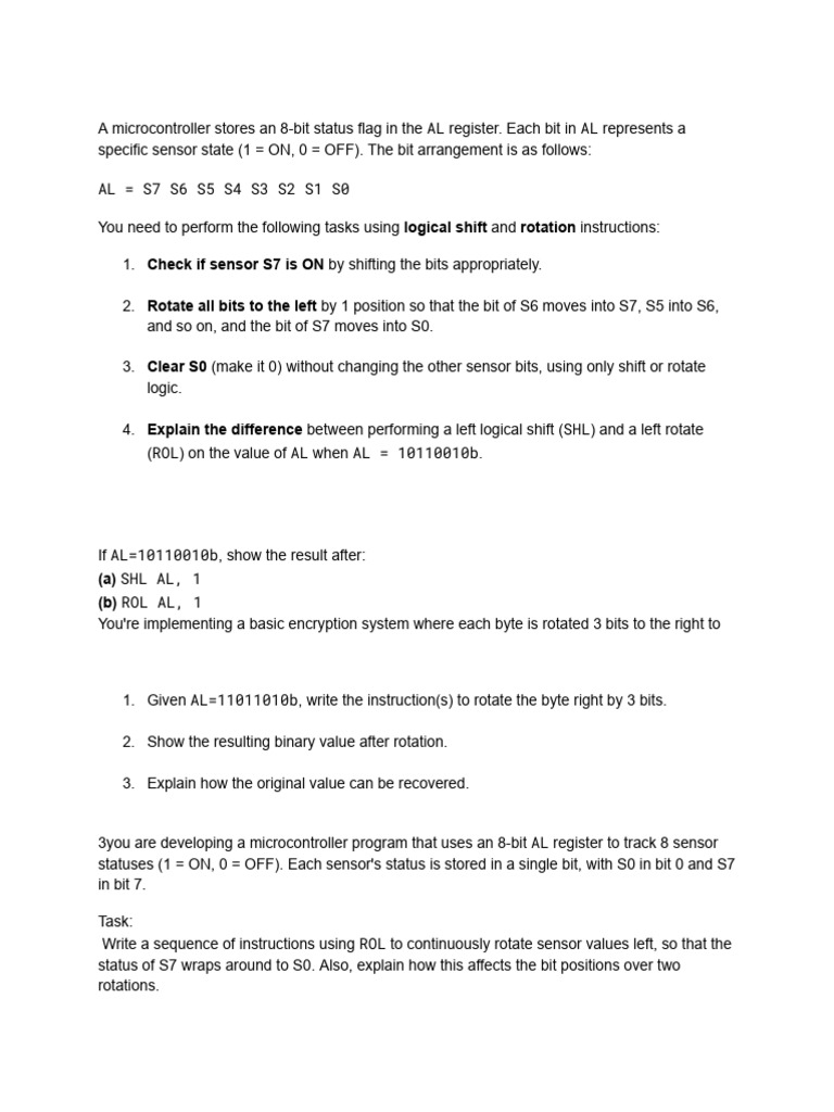 Microcontroller AL Register Operations Guide | PDF | String (Computer ...