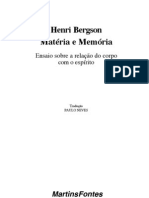 BERSON, Henri. Matéria e Memória ensaio sobre a sobre a relação do corpo com o espírito