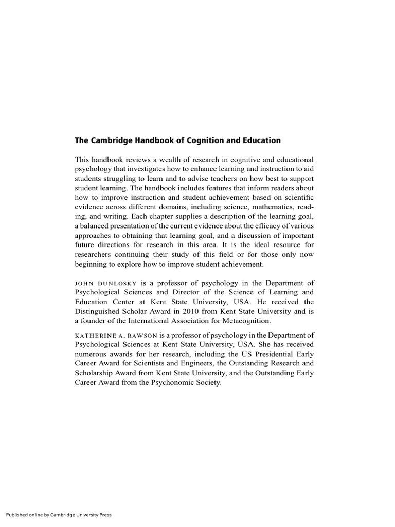 Enhancing Learning: Cognition & Education | PDF | Metacognition ...