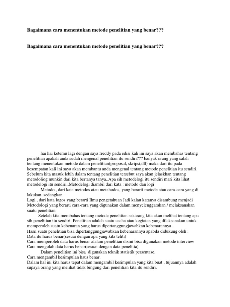 Bagaimana Cara Menentukan Metode Penelitian Yang Benar