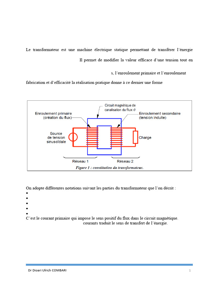 Fonctionnement du transformateur monophasé | PDF | Transformateur ...