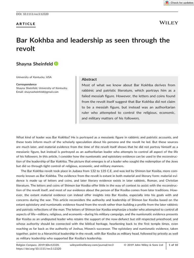 Sheinfeld-Leadership Through The Revolt | PDF | Hebrew Language | Herod ...