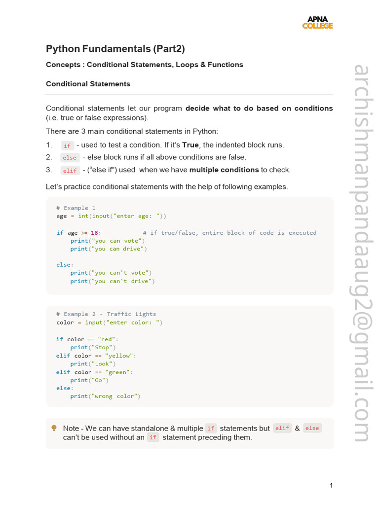 Python Fundamentals - Part2 | PDF | Control Flow | Mathematical Logic