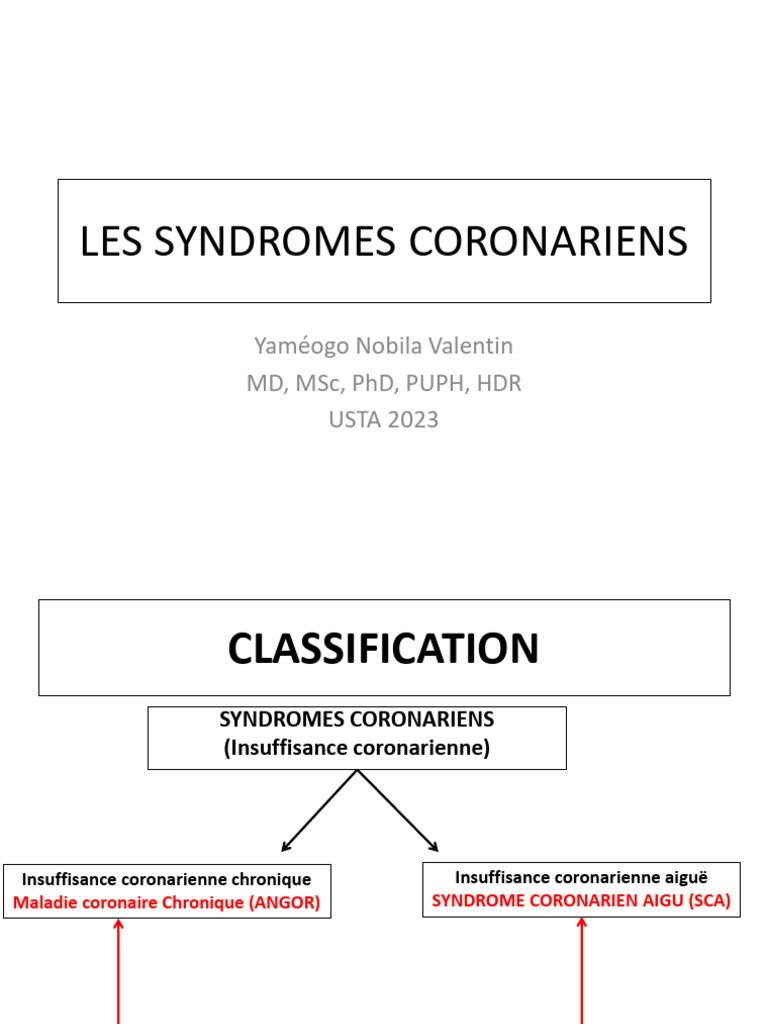 Syndromes coronariens : classification et diagnostic | PDF | Infarctus ...