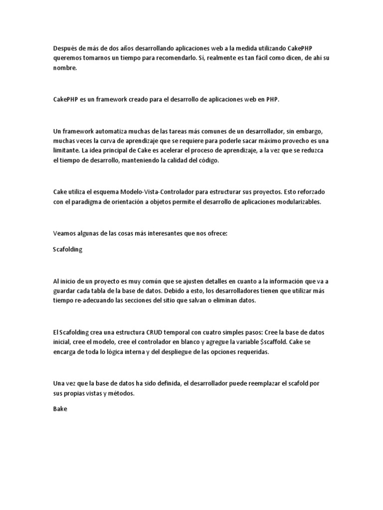 Ventajas de CakePHP para Desarrollo Web | PDF | Marco de software ...