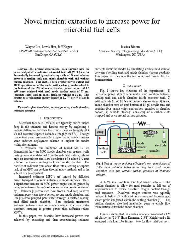 Novel Nutrient Extraction to Increase Power For | PDF | Anode | Electricity