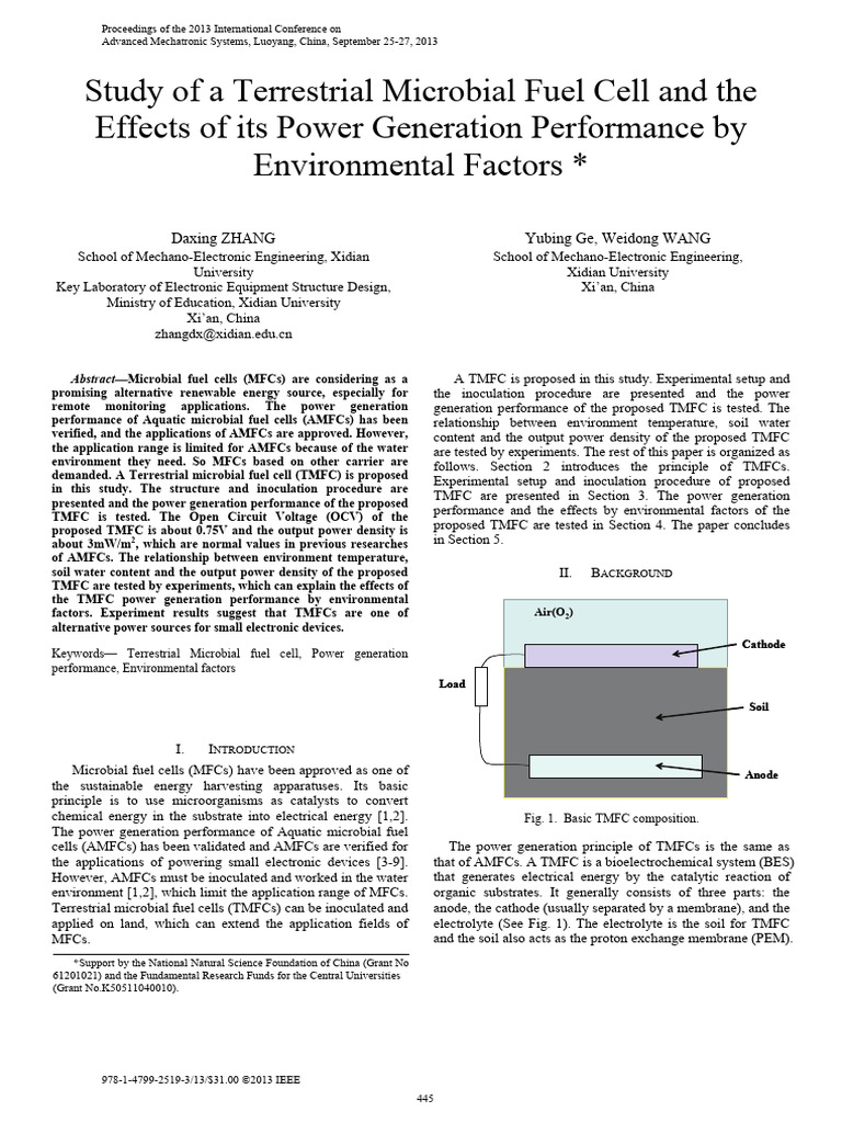 Terrestrial Microbial Fuel Cell Study | PDF | Electricity