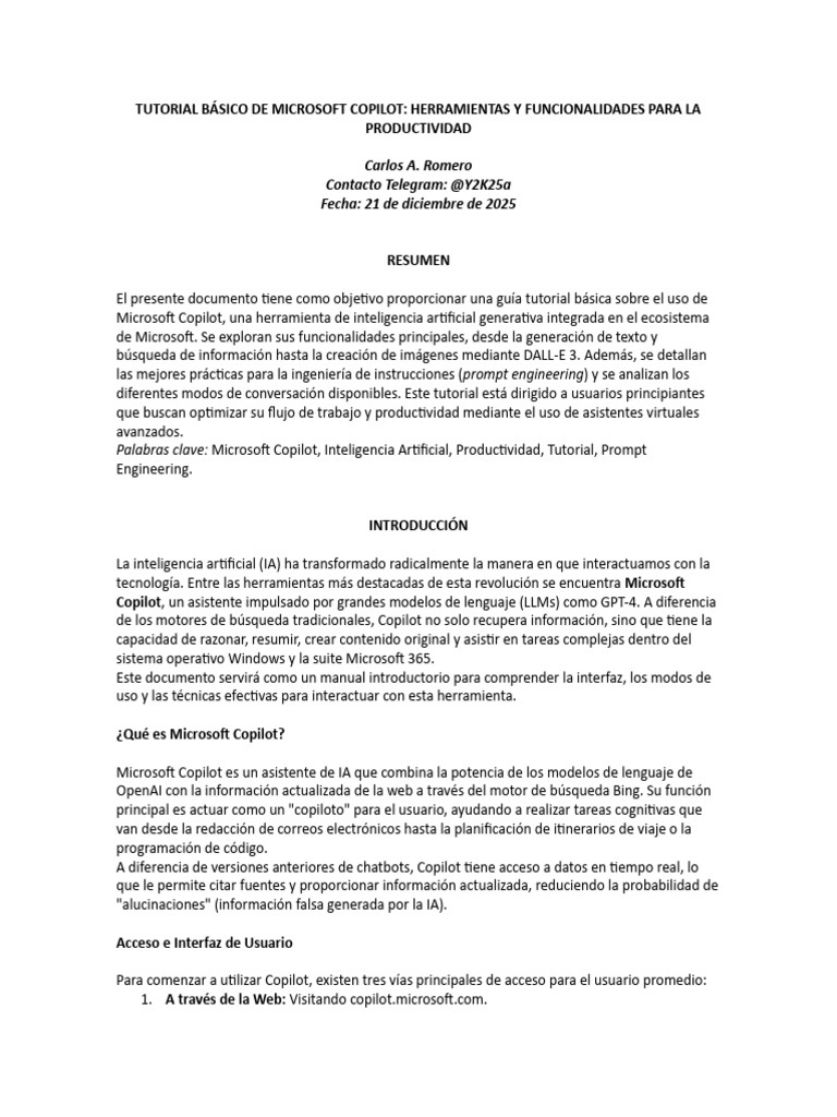 Tutorial Básico de Microsoft Copilot | PDF | Inteligencia artificial ...