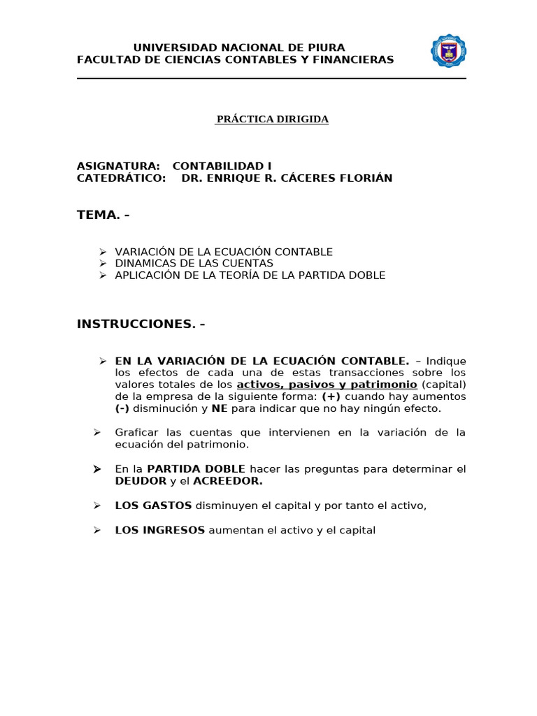 Pract. Dirigida Contab. I Semestre 2021-I | PDF | Contabilidad ...