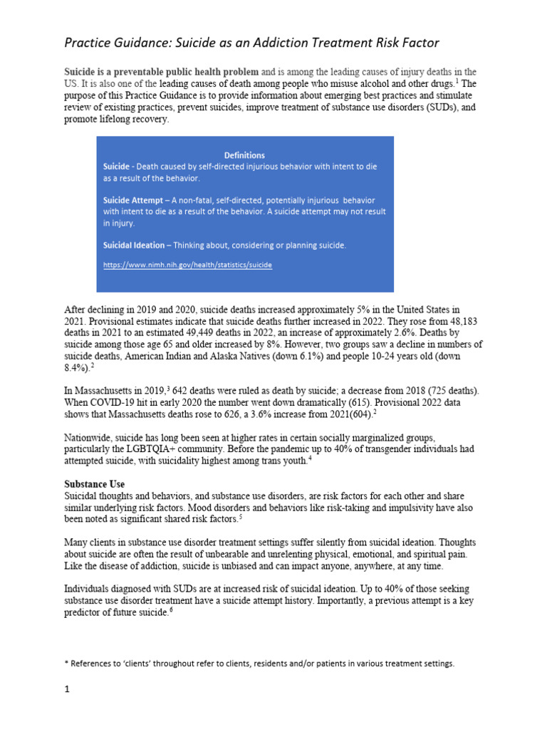 Suicide Risk in Addiction Treatment | PDF | Suicide | Substance Use ...