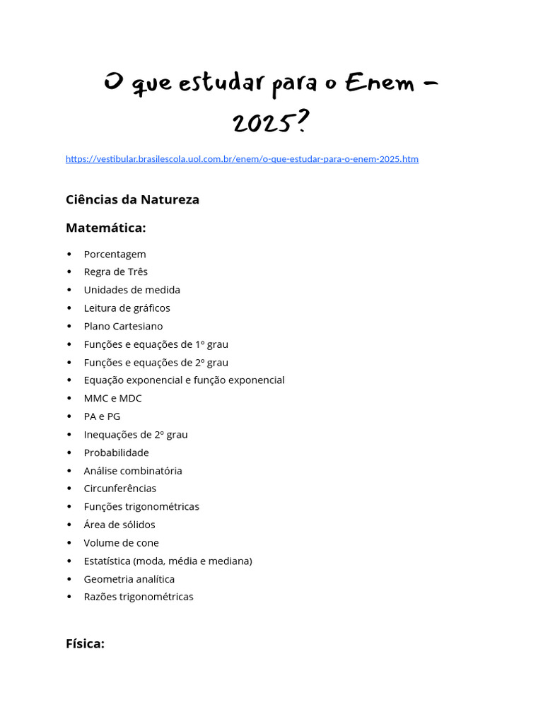 Guia de Estudos para o Enem 2025 | PDF | Brasil | Sociologia