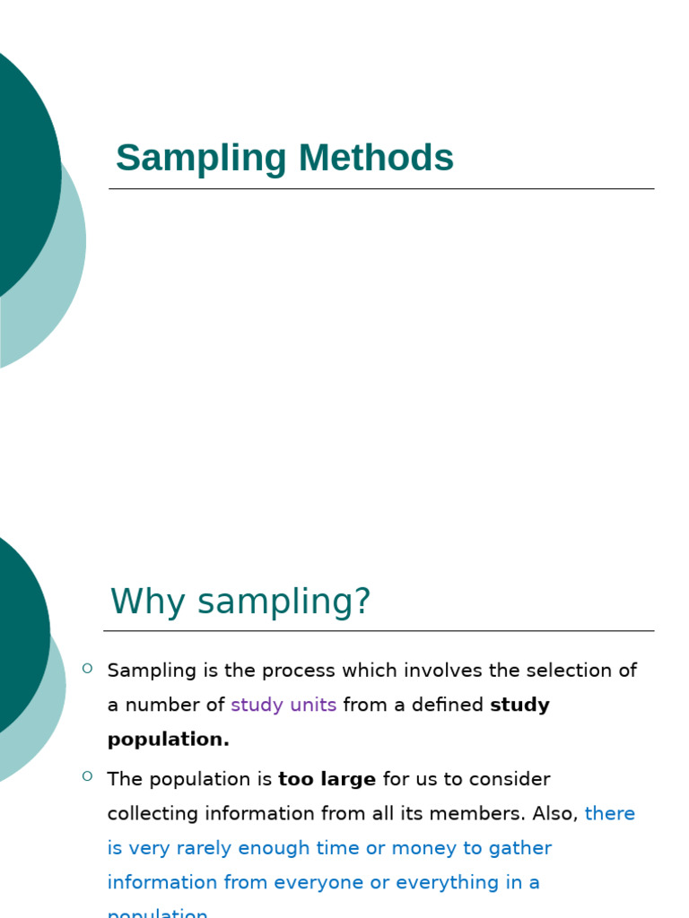 # #2025 Lec 3 Sampling Methods | PDF | Sampling (Statistics ...