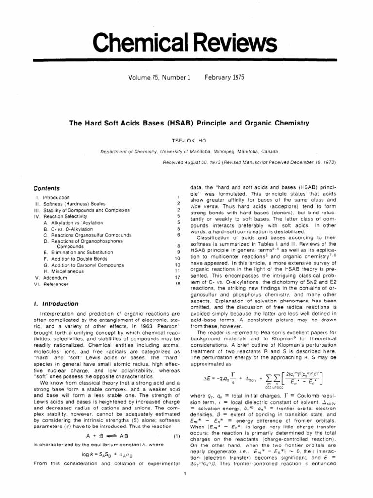 HSAB Principle in Organic Chemistry | PDF | Coordination Complex | Acid
