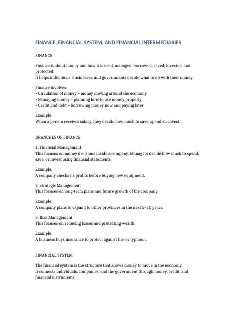 Overview of Finance and Financial Systems | PDF | Money | Debt