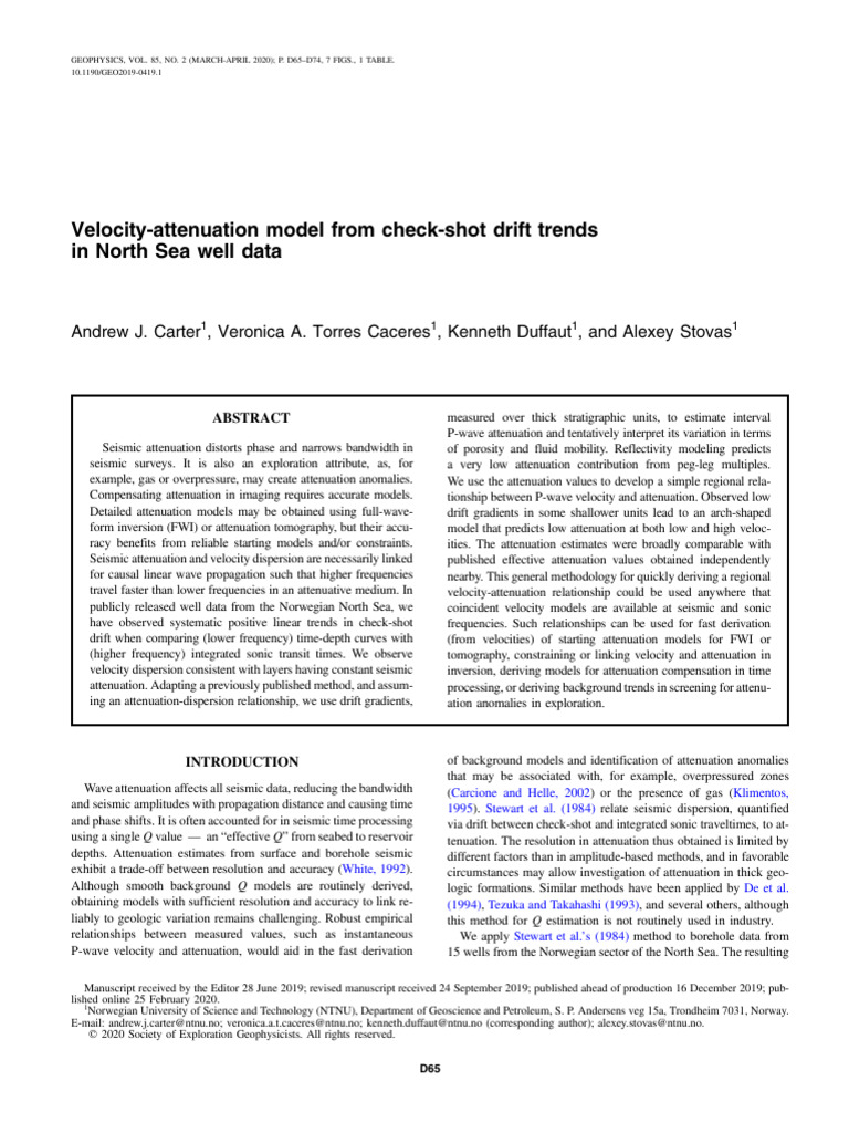 Velocity-Attenuation Model in North Sea | PDF | Waves | Attenuation