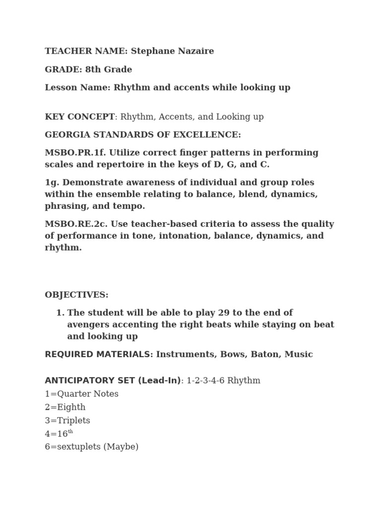 Lesson Plan 8th Grade | PDF